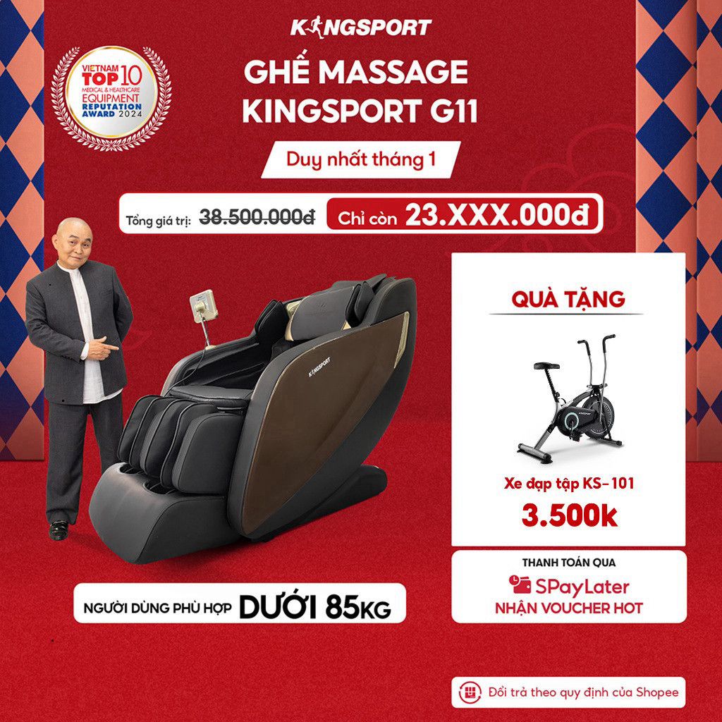 Ghế massage KINGSPORT G11 công nghệ mới Kingtech Touch Pro, 12 bài massage tự động