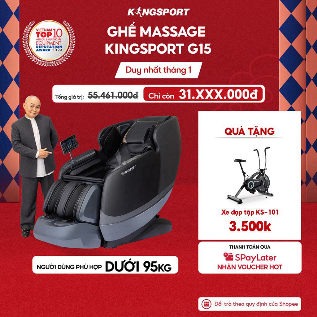CHỈ GIAO MIỀN BẮC | Ghế massage KINGSPORT Standard G15 công nghệ mới Kingtech Touch Pro, massage kéo