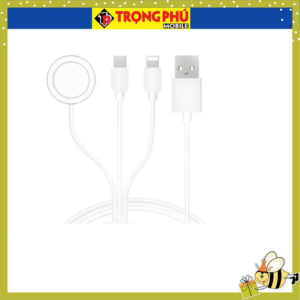 Cáp sạc đồng hồ 3in1 3 đầu Lighting, TypeC+sạc Ap Watch - CH2 HCM