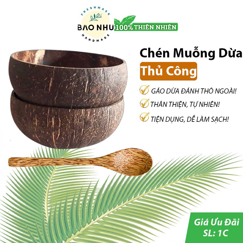 MM Chén gáo dừa mini đánh thô và muỗng dừa