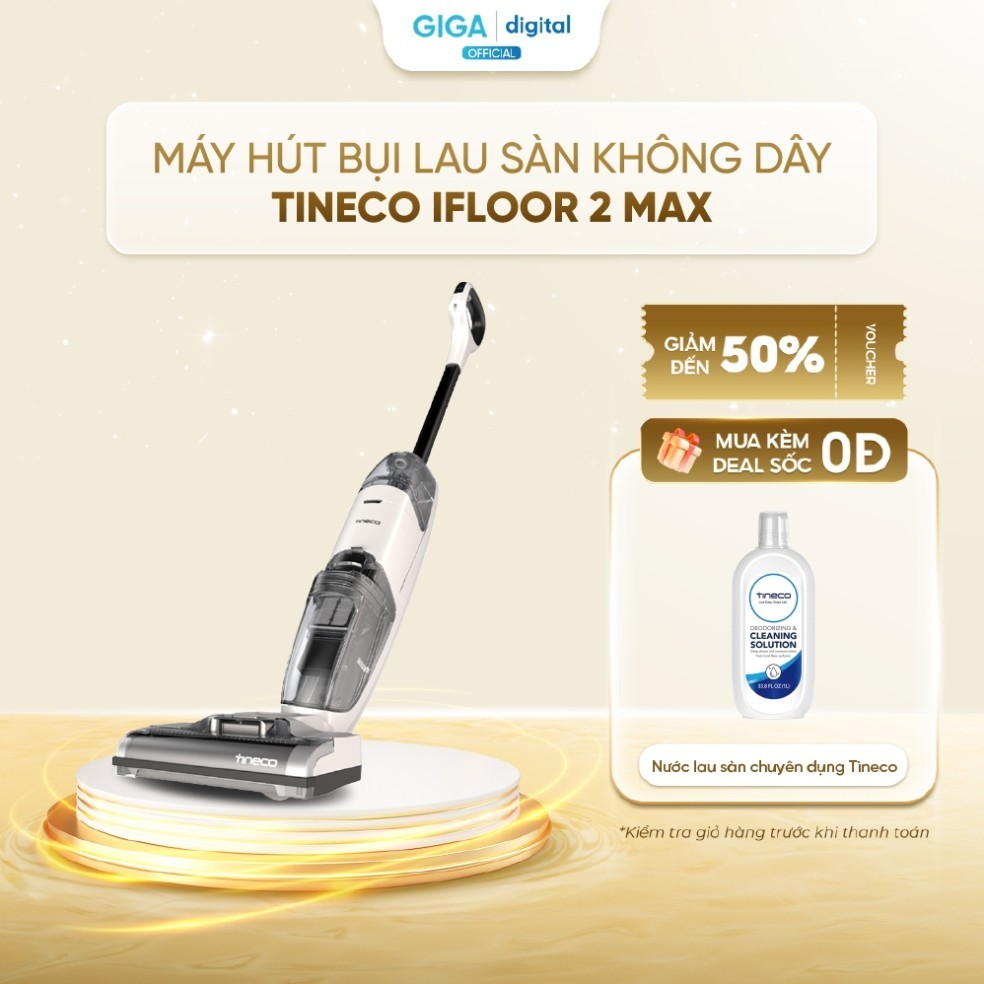 Máy hút bụi lau nhà Tineco iFloor 2 Max - Nhẹ, không dây, dễ dàng di chuyển - 2 chế độ hoạt động - B