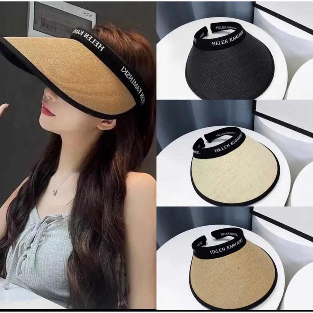 (Hot) Mũ cói hở chóp viền chữ chống nắng đi biển Helen [Phuongthao boutique]