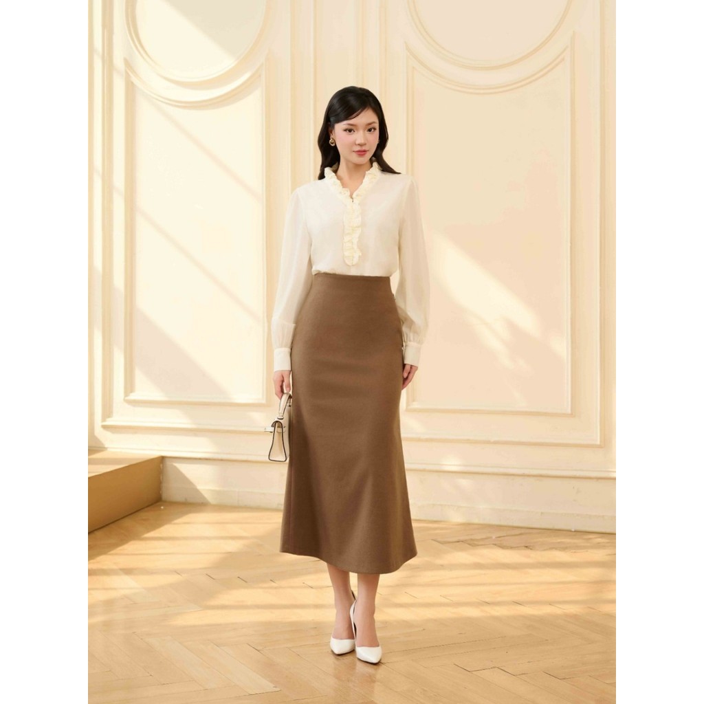 Chân váy juyp đuôi cá dáng dài chất dạ thanh lịch Orchid - OD8F524