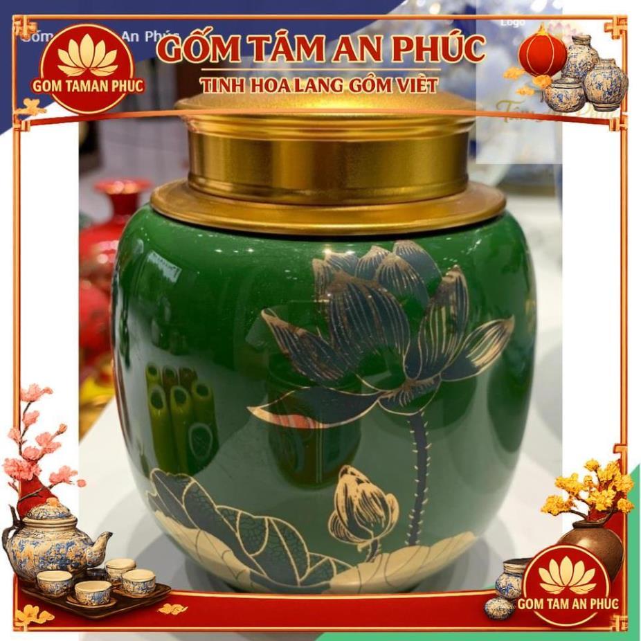 Bình trà bát tràng, lọ đựng trà bằng sứ, hũ đựng trà gốm sứ bát tràng, bình đựng cà phê