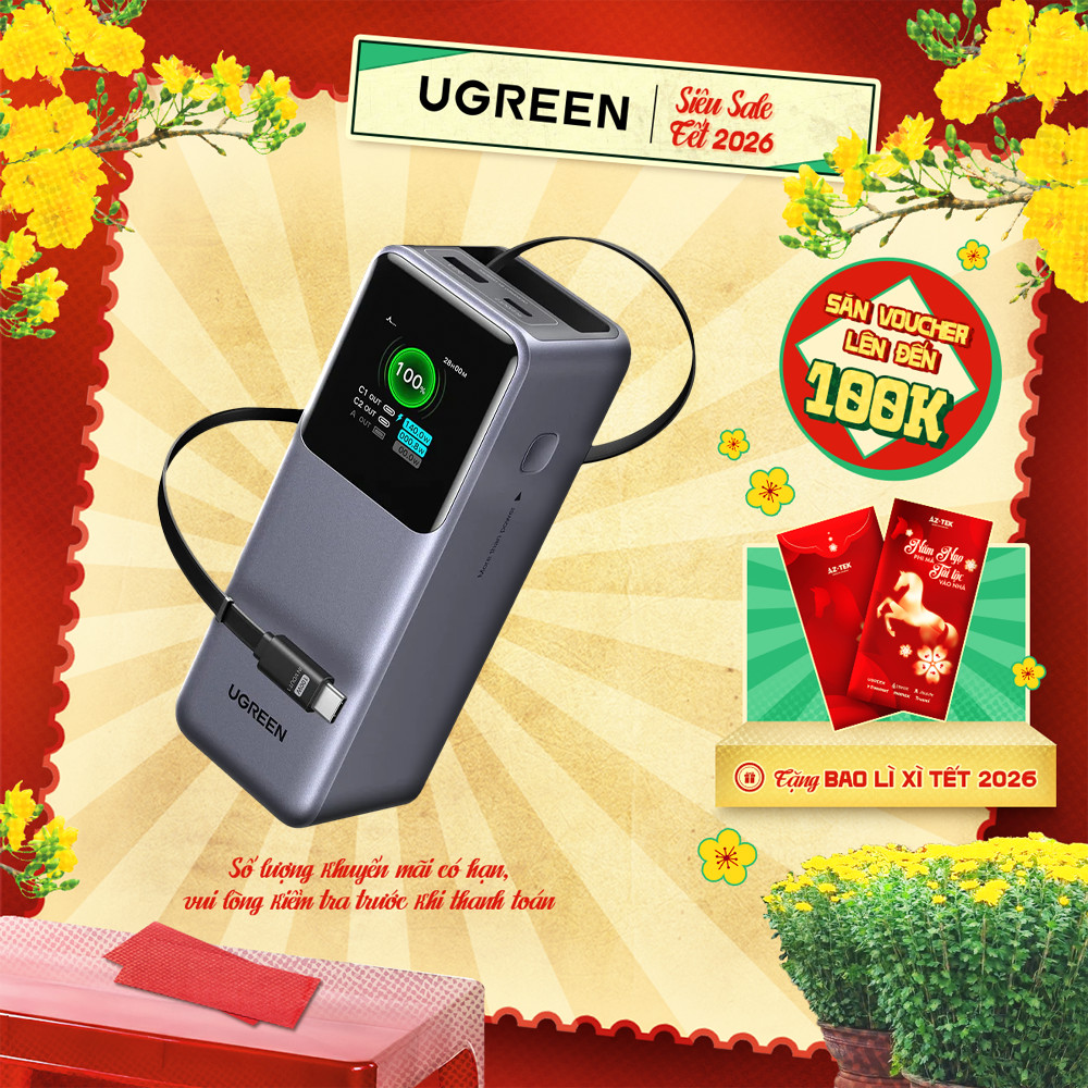 Pin sạc dự phòng Ugreen 12000mAh-20000mAh-25000mAh 100W-200W | Hỗ trợ sạc nhanh PD/QC/PPS | Bảo hành