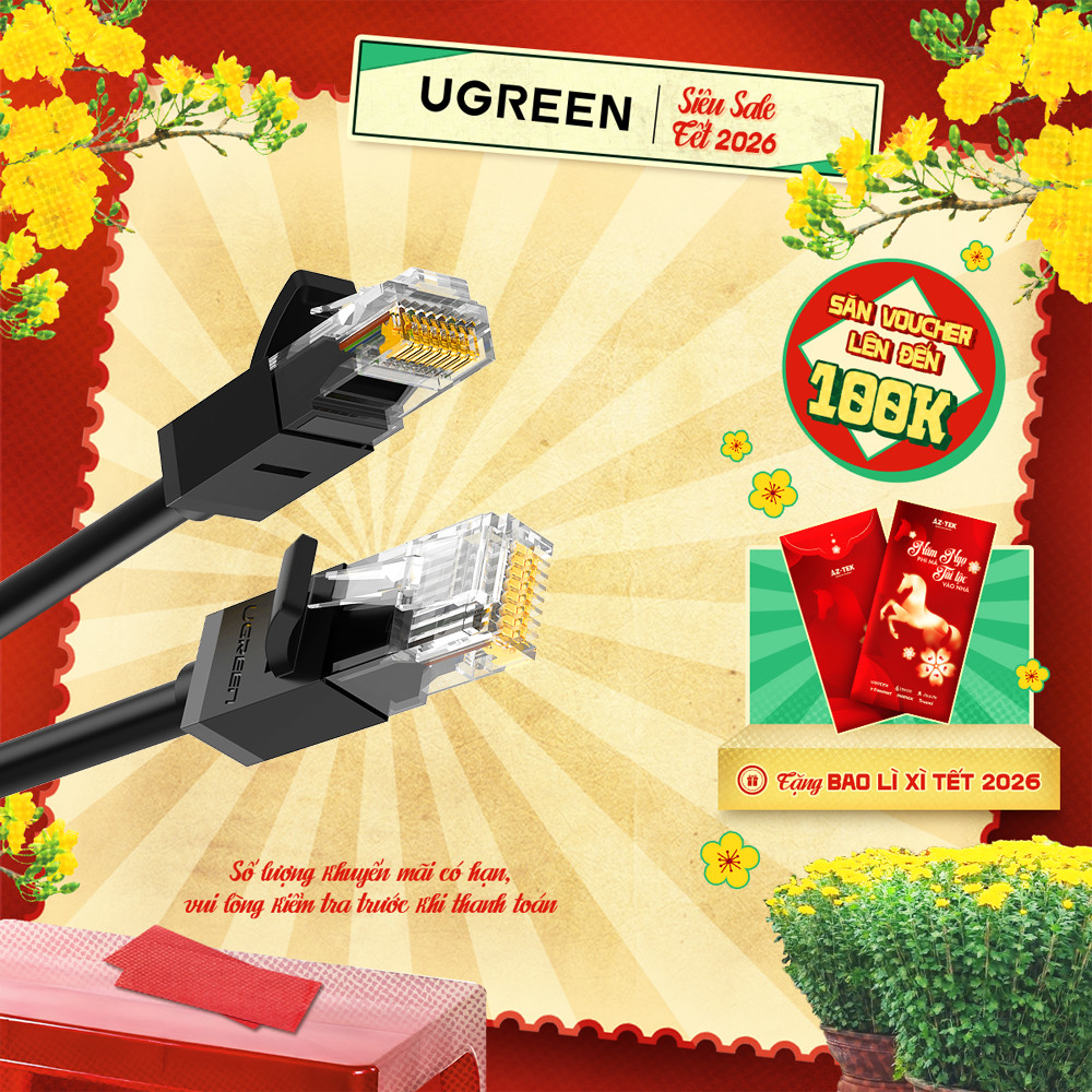 Cáp mạng UGREEN NW102 | Mạng RJ45 | Bảo hành 18 tháng