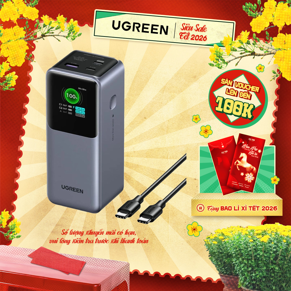 Pin sạc dự phòng Ugreen Nexode 100W/130W/165W/200W | Màn LED hiển thị cao cấp | Chính hãng - Bảo hàn