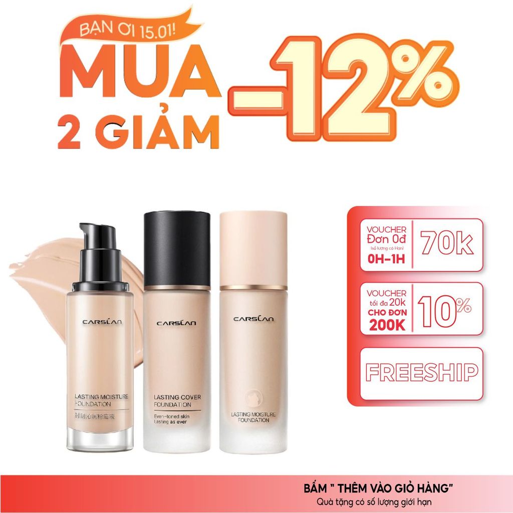 Kem nền Carslan cho da hỗn hợp mỏng nhẹ che phủ linh hoạt bền màu 30g