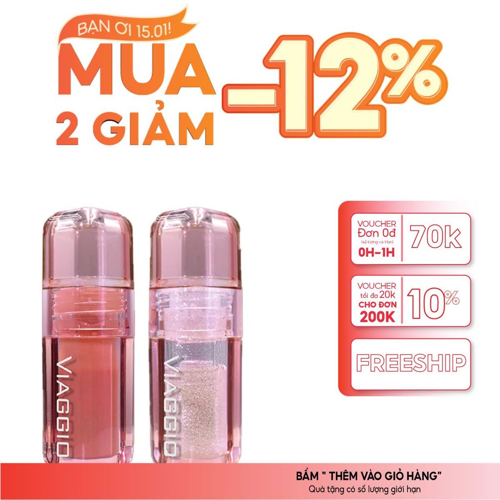 Son Môi Viaggio - Son Gương Bóng VIAGGIO Pha Lê Dưỡng Ẩm Dung Tích Lớn 3.5g