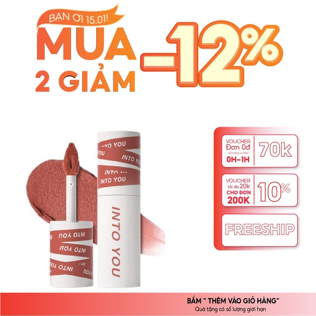 INTO YOU Son Kem Lì CHÍNH HÃNG Em08 Bùn Môi Trang Điểm Làm Đều Màu Môi
