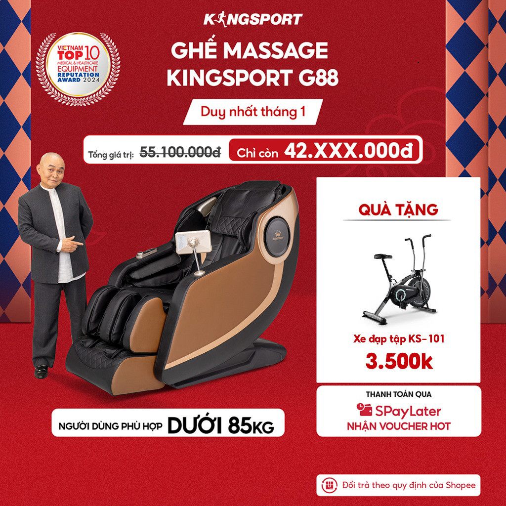 [LIVE  GIAO MIỀN NAM] Ghế massage KINGSPORT G88 toàn thân cao cấp hệ thống túi khí êm ái, hệ thống c