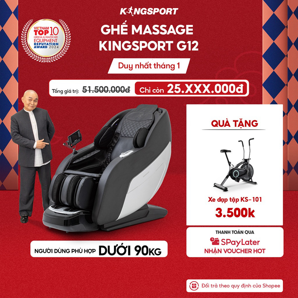 Ghế massage KINGSPORT G12 công nghệ mới Kingtech Touch Pro, 25 bài massage tự động