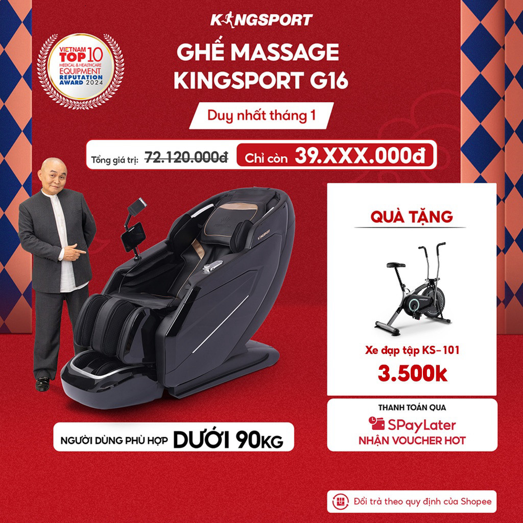 Ghế massage KINGSPORT G16 công nghệ Massage Kingtech Touch Pro, 12 bài massage chuyên nghiệp
