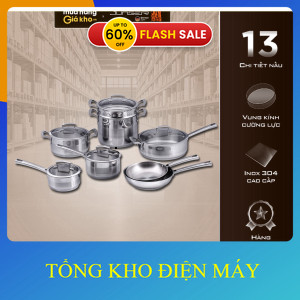 ib FB: tkdm.247 ✔️ nhận mã giảm thêm_ Còn 1cBộ nồi inox 304 Junger JC100 13 chi tiết Tay cầm cách nh