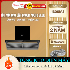 ib shop nhận mã giảm_  Máy hút mùi BAUER BC70BTC SLUX | Lực hút 1600m3/h | Tự làm sạch động cơ | Bảo