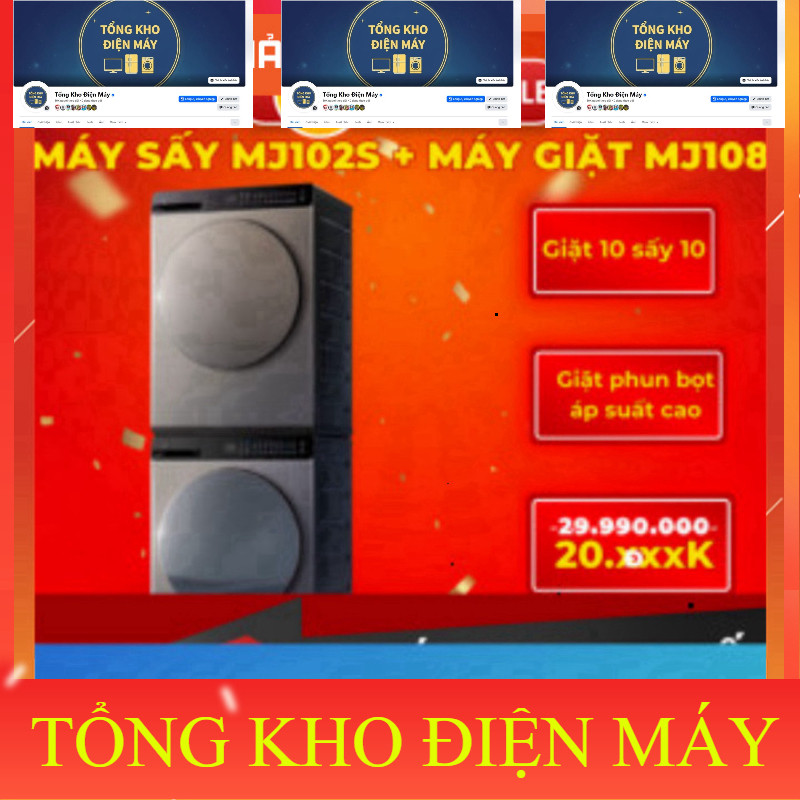 nhắn đặt hàng_  Combo giặt sấy Xiaomi Mijia MJ102S+MJ108 (10kg+10kg) . lắp đặt miễn phí .. Miễn phí 