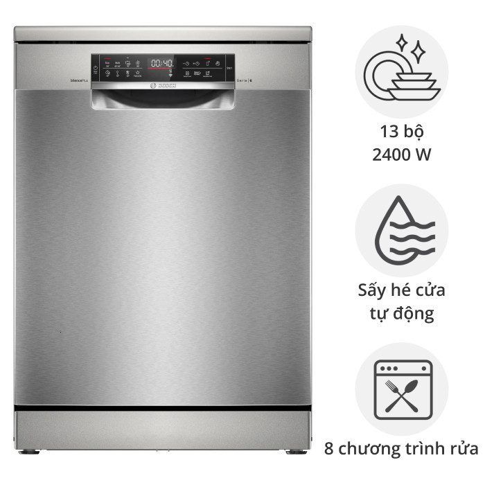 [CHÍNH HÃNG] Máy rửa bát Bosch SMS6ECI93E Series 6 – 14 bộ, tự động hé cửa