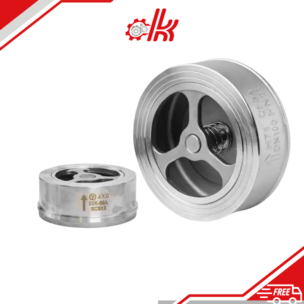 Van 1 Chiều Đĩa Inox 304 Kẹp Bích JIS 10K - Van Chống Hồi Nước, Van 1 Chiều Hơi Nóng