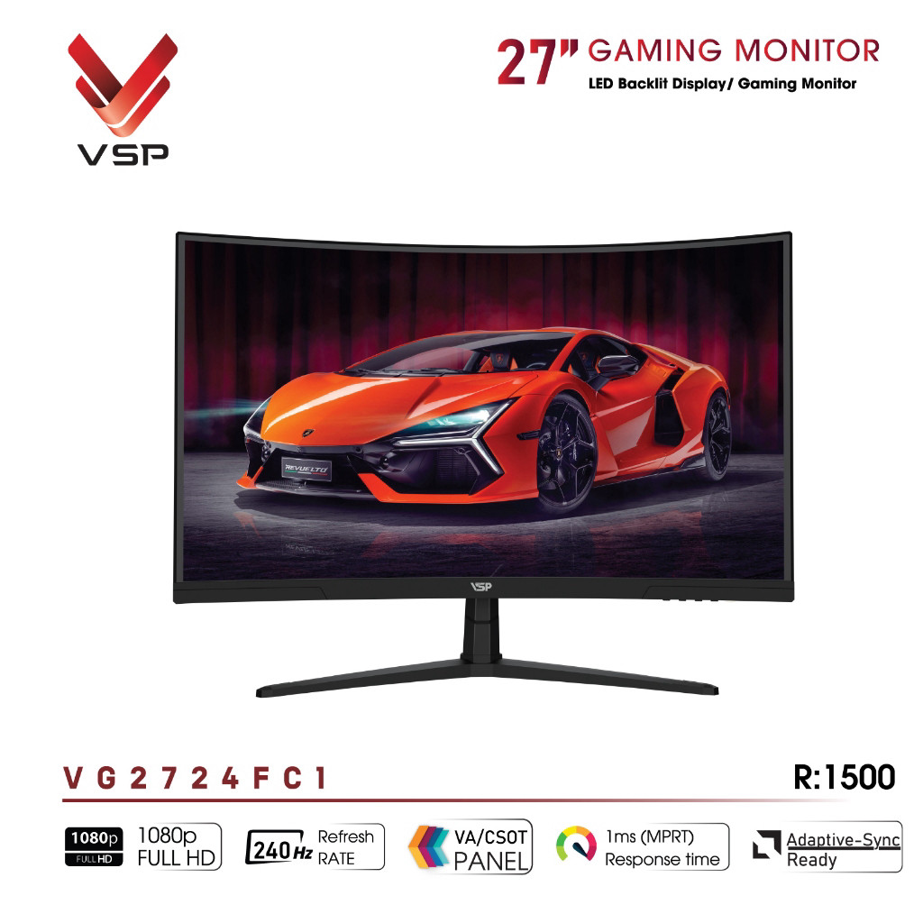 Màn hình cong Gaming VSP VG2724FC1 - 27 inch - 240Hz - 1ms - FHD