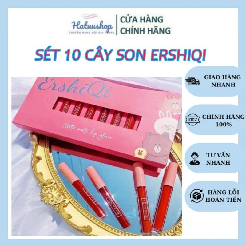 [Test 1/2] Set Son 10 Cây ErshiQi 10 Tone Màu Khác Nhau Lâu Trôi