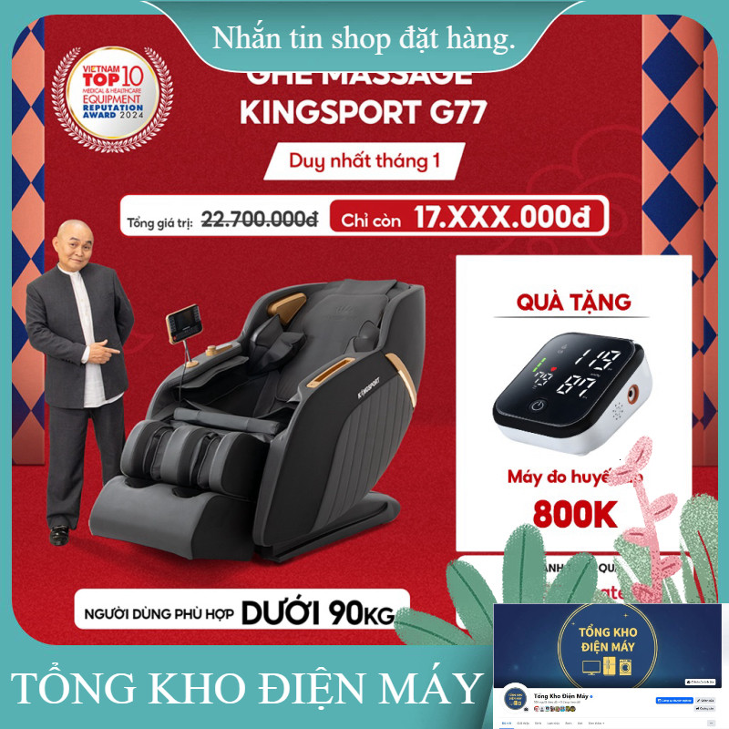ib giảm thêm ✔️_  Ghế massage KINGSPORT G77 New màu sắc hiện đại, tích hợp điều khiển bằng giọng nói