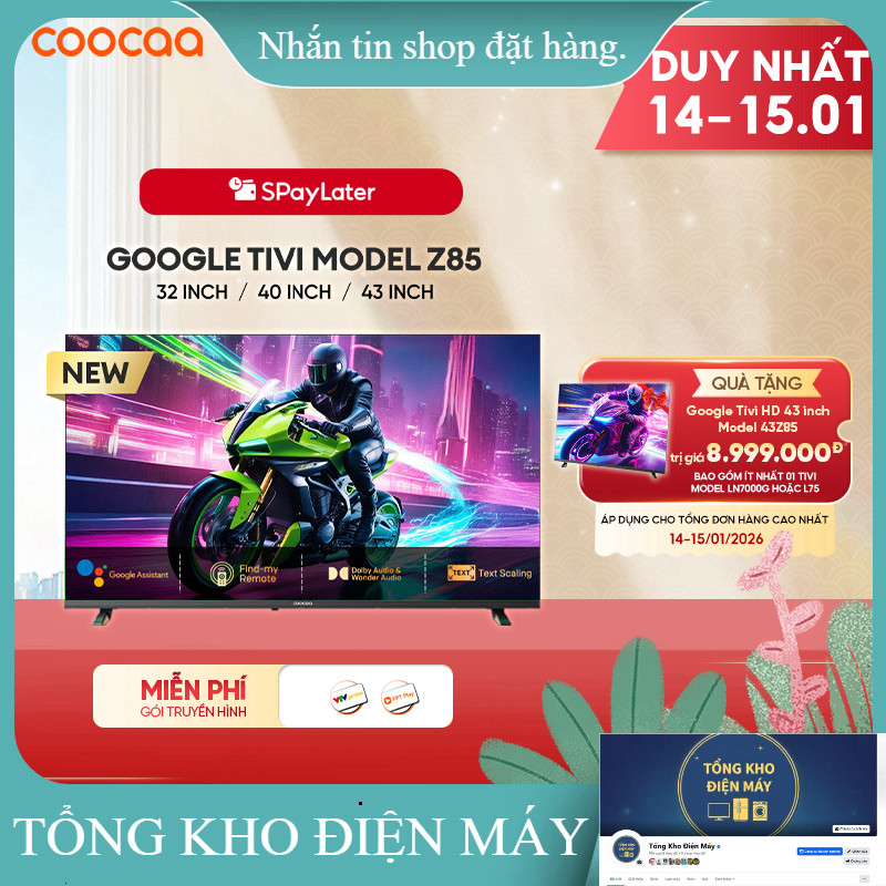 ib giảm thêm ✔️_  [Miễn phí lắp đặt HCM  HN] [ 32Z85 / 40Z85 / 43Z85 ] Google Tivi CooCaa Model Z85 