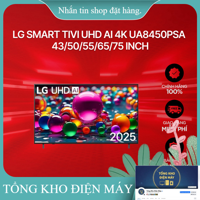 ib giảm thêm ✔️_  [Giao hàng miễn phí] LG Smart TV UHD AI 4K UA8450PSA 65inch/ 43inch/ 50 inch/ 55 i