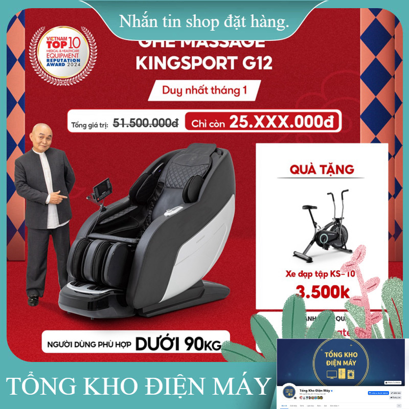 ib giảm thêm ✔️_  Ghế massage KINGSPORT G12 công nghệ mới Kingtech Touch Pro, 25 bài massage tự động