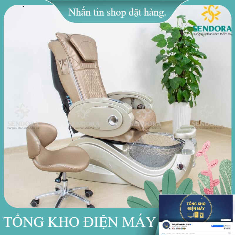 ib giảm thêm ✔️_  Ghế Nail Pedicure Massage Cao Cấp  Màu Light Gold _hàng mới chính hãng