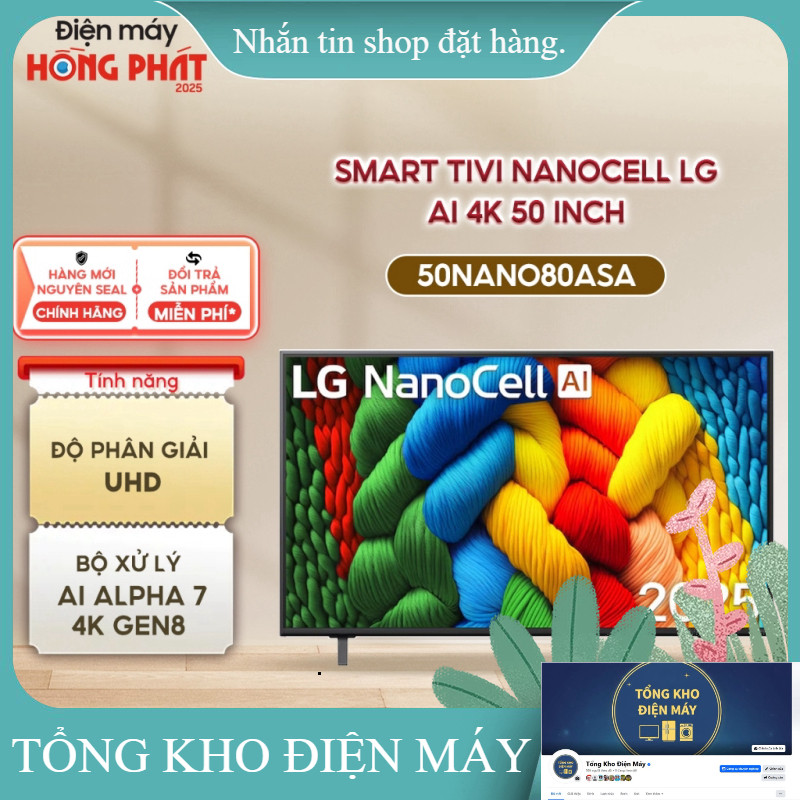 ib giảm thêm ✔️_  [GiaoLắp HCM/Cần Thơ] Smart Tivi NanoCell LG AI 4K 50 inch 50NANO80ASA _hàng mới c
