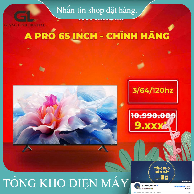 ib giảm thêm ✔️_  Tivi Xiaomi A PRO 65 inch Android Tivi 3/64/144hz 4K giọng nói TV BH dài _hàng mới