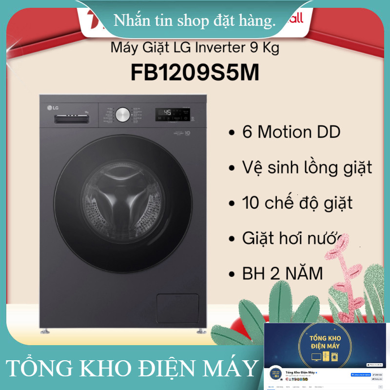 ib giảm thêm ✔️_  FB1209S5M  Máy Giặt Lồng Ngang LG AI DD™ Inverter 9 Kg FB1209S5M [TOÀN QUỐC] _hàng