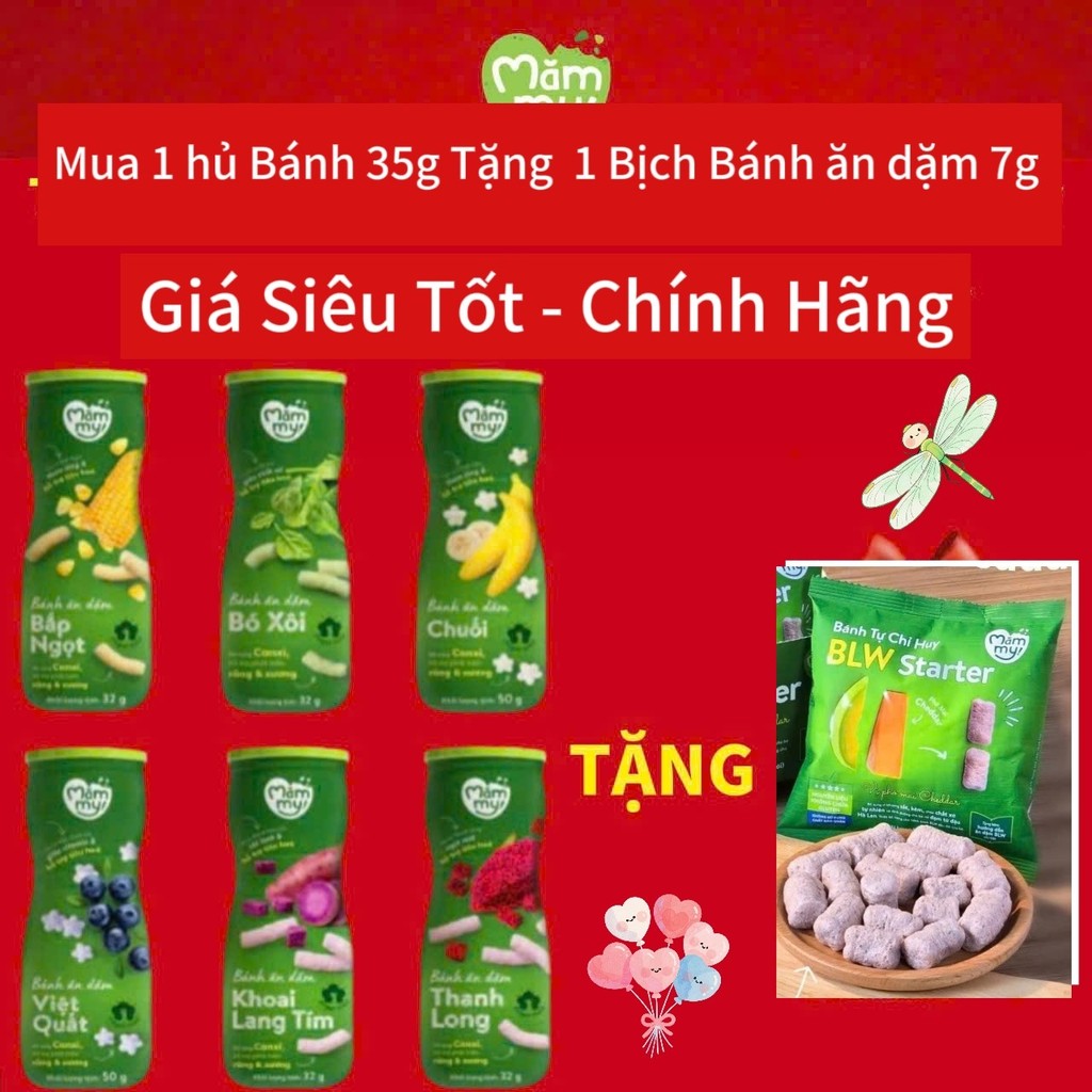 [ Mua 1 hủ 32g Tặng 1 Bịch 7g  ] Bánh ăn dặm Mămmy vị trái cây giàu vitamin chống hóc, dạng que ngắn