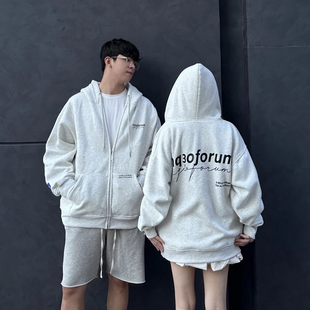 T Hoodie Zip -Áo Khoác Nỉ thu đông In Chữ Kí NQ30 FORUM Form Rộng Nam Nữ Unisex