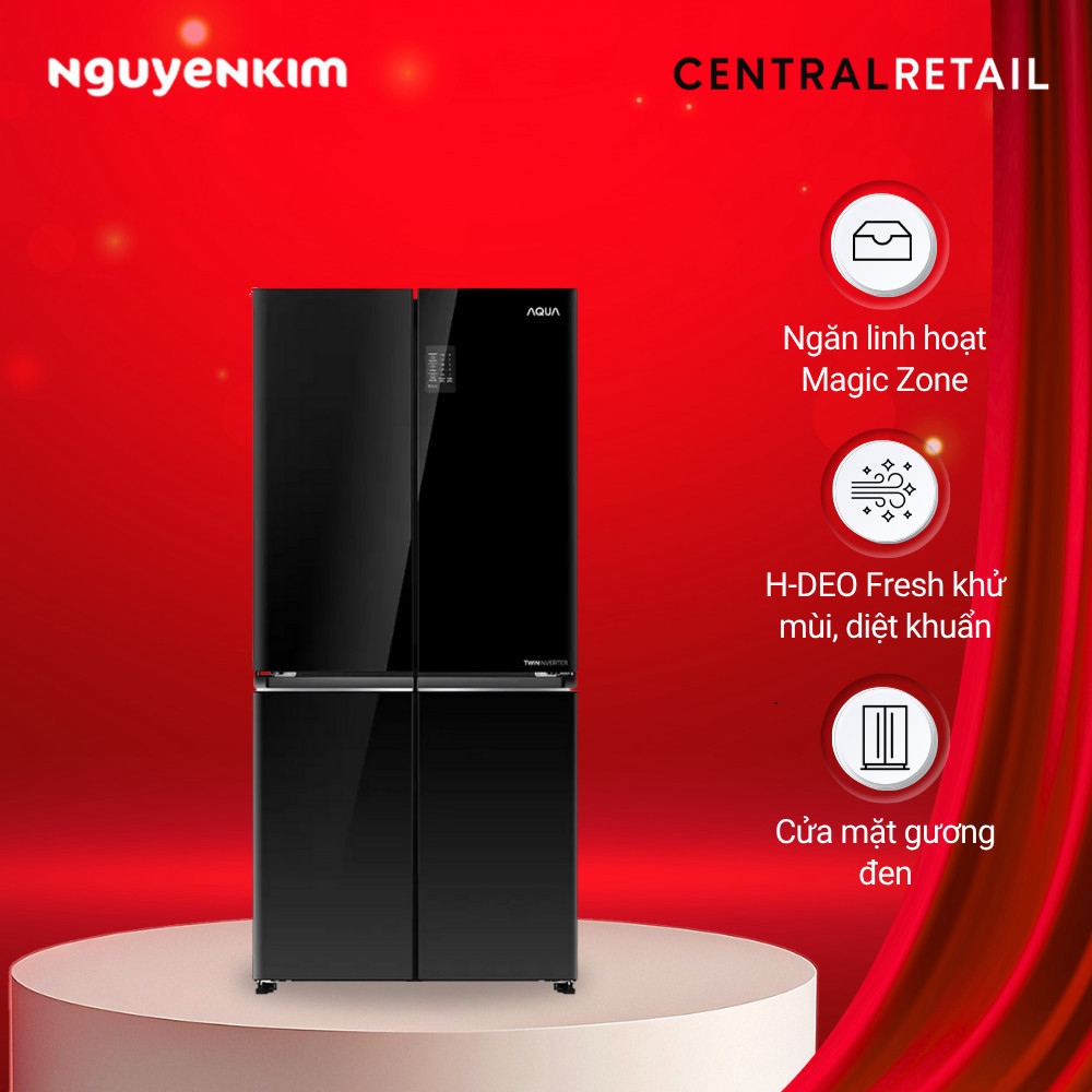 Tủ lạnh 4 cánh Aqua Inverter 469 lít ngăn đông dưới AQR-M536XA(GB)