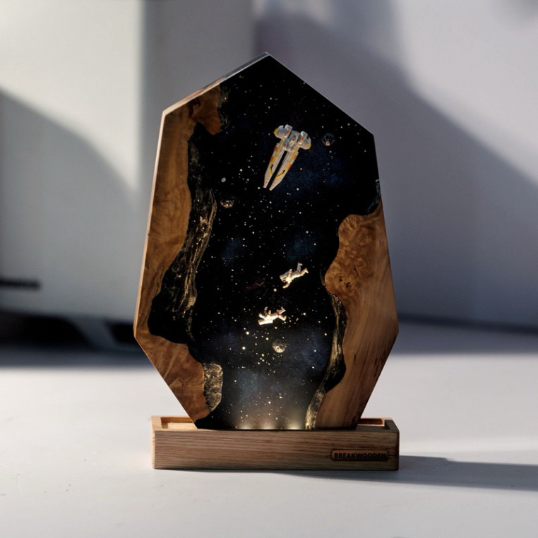 Tổng hợp Đèn gỗ resin epoxy Galaxy, Lamp resin epoxy Galaxy, Night Light Resin Epoxy Custom Handmade
