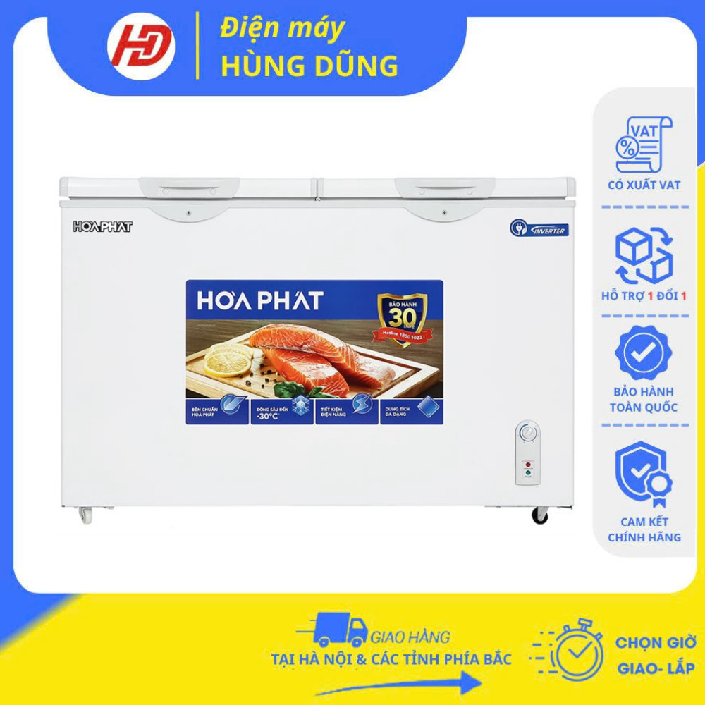 [SHIP HỎA TỐC HÀ NỘI ] Tủ đông Hòa Phát 400l  INVERTER HCFI 666S1Đ2/HPF AD8352 1 ngăn đông-Bảo hành 
