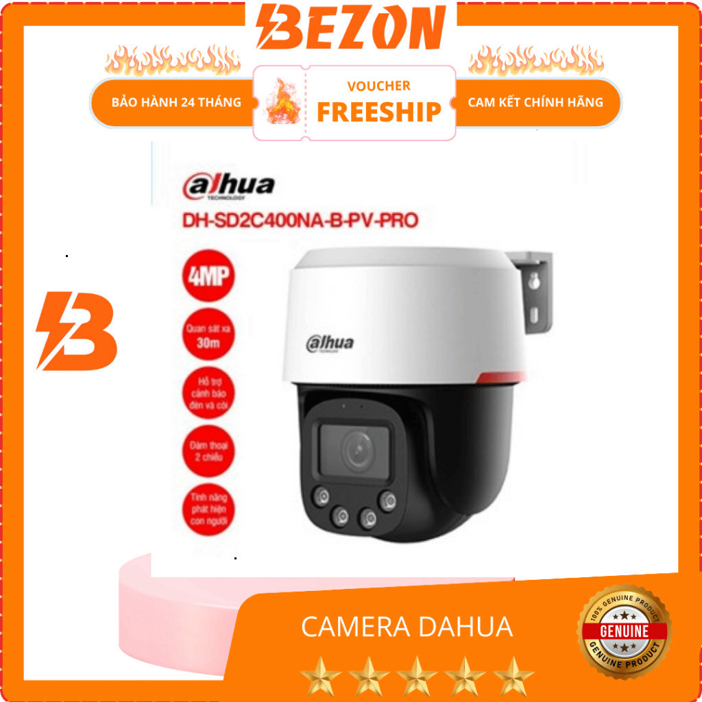 Camera PTZ 4.0MP Dahua DH-SD2C400NA-B-PV-PRO: Giám sát ban đêm rõ nét vượt trội. BEZON