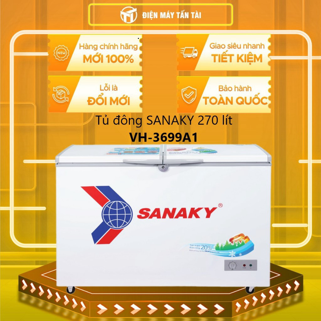 VH-3699A1 - Tủ đông SANAKY 270 lít VH-3699A1 - 1 NGĂN ĐÔNG 2 CÁNH, DÀN LẠNH ĐỒNG - MIỄN PHÍ GIAO HCM