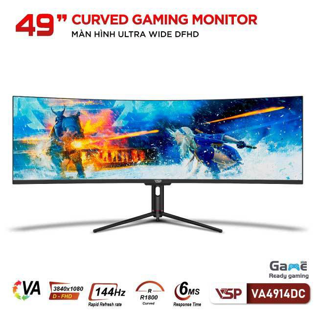 Màn hình Cong Ultrawide Gaming VSP VA4914DC (49inch / VA / 3840 x 1080 / 144Hz / 6ms / FreeSync)