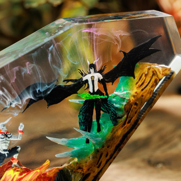 Đèn gỗ resin epoxy Bleach, Lamp wood resin epoxy Bleach, Lamp wood resin epoxy custom anime handmade