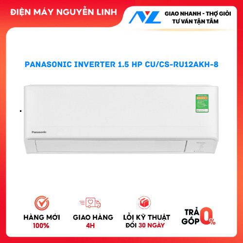 [MIỄN PHÍ GIAO LẮP] RU12AKH-8 - Máy lạnh Panasonic 1 chiều Inverter 1.5 HP CU/CS-RU12AKH-8 - Hàng Ch
