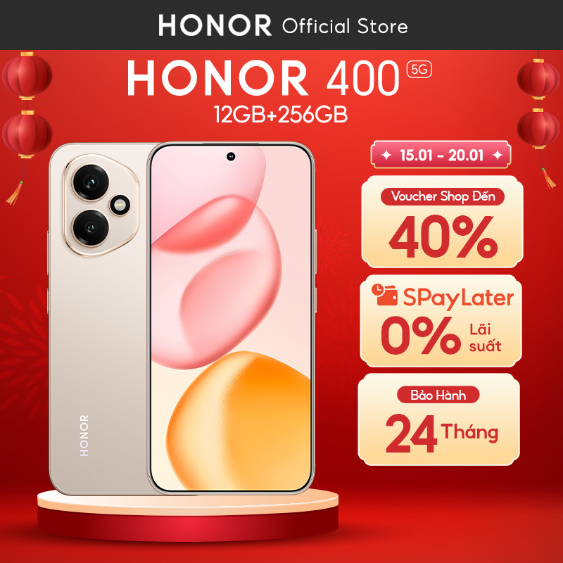 Điện Thoại Honor 400 5G 12GB + 256GB | AI Camera 200MP, Sạc Nhanh 80W | Snapdragon 7 Gen 3 | BH 24 T