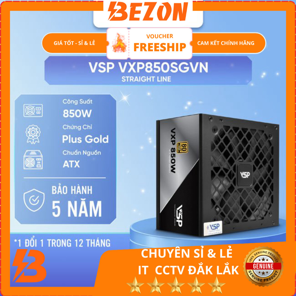 Nguồn PSU VSP VXP850SGVN 850W Full Modular - Tiêu chuẩn 80 Plus Gold, Bảo hành 5 năm