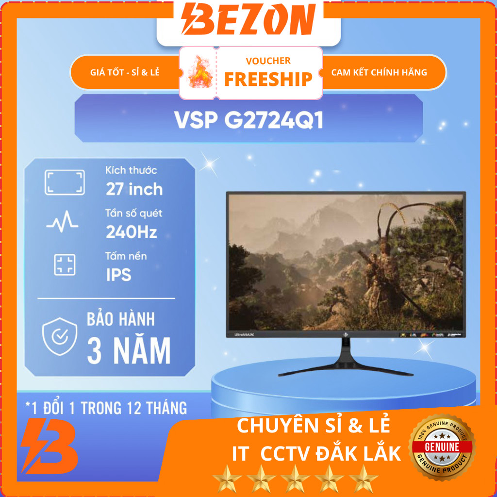 MÀN HÌNH 27 INCH VSP G2724Q1 - Độ Phân Giải 2K, IPS, Tốc Độ 240Hz, Thời Gian Phản Hồi 1ms