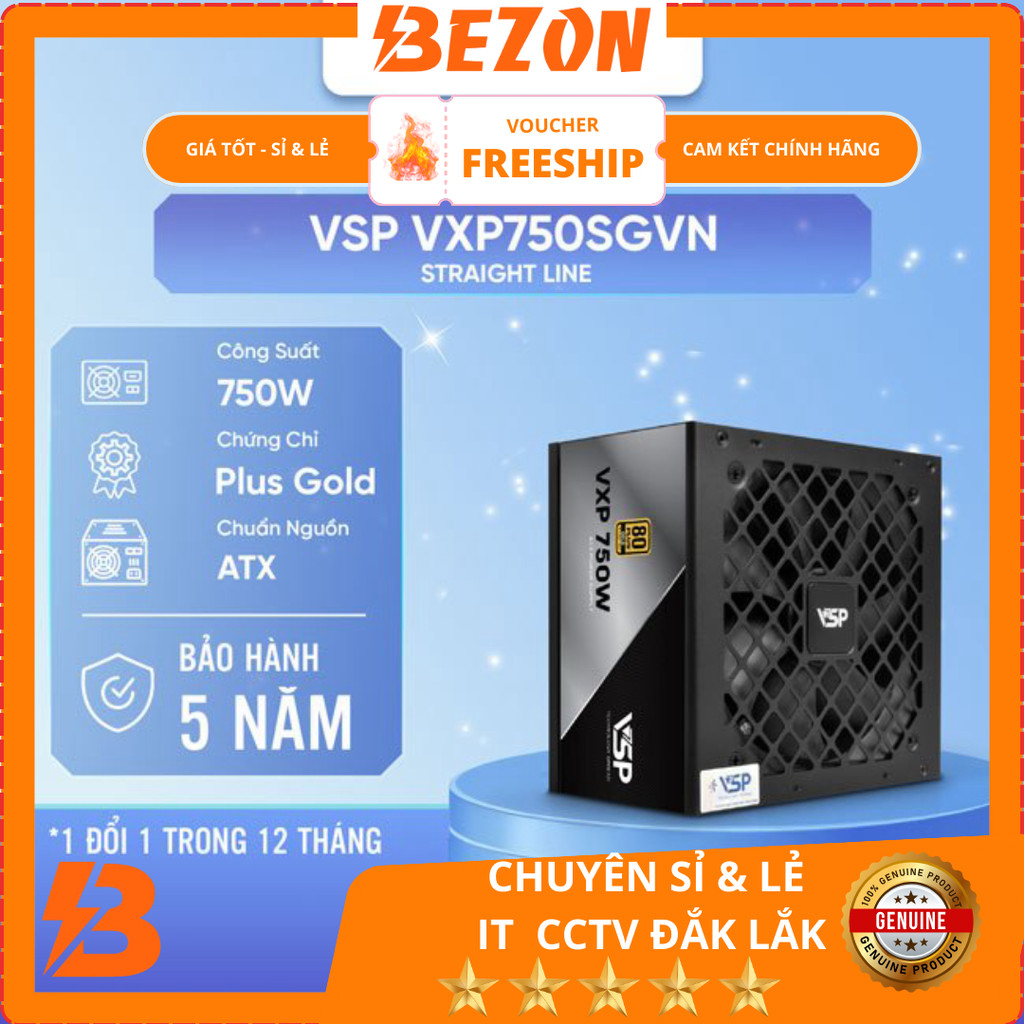 Bộ nguồn VSP VXP750SGVN 750W Full Modular - 80 Plus Gold, Bảo hành 5 năm