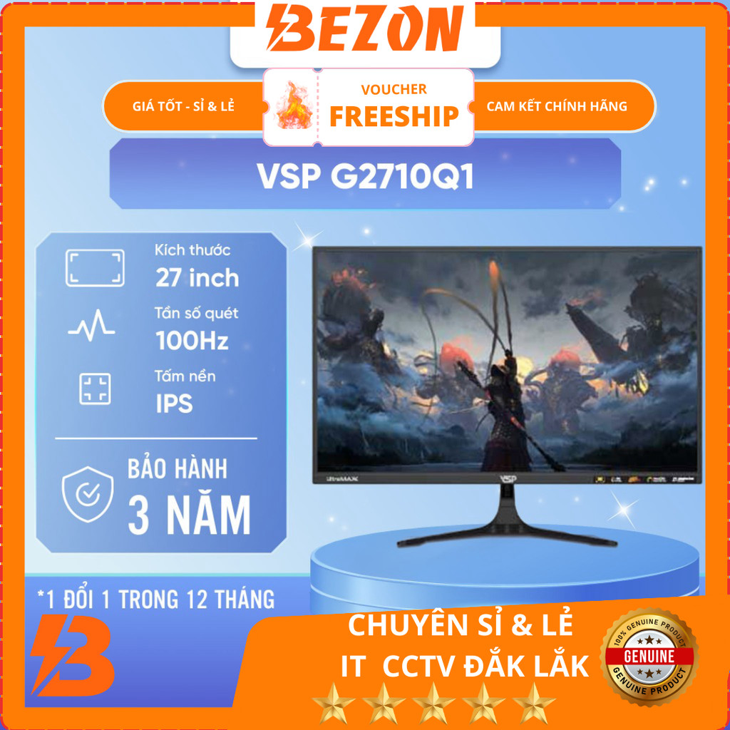 Màn Hình IPS VSP G2710Q1 - 27 inch, 2K, Tần số 100Hz, Thời gian Phản hồi 1ms