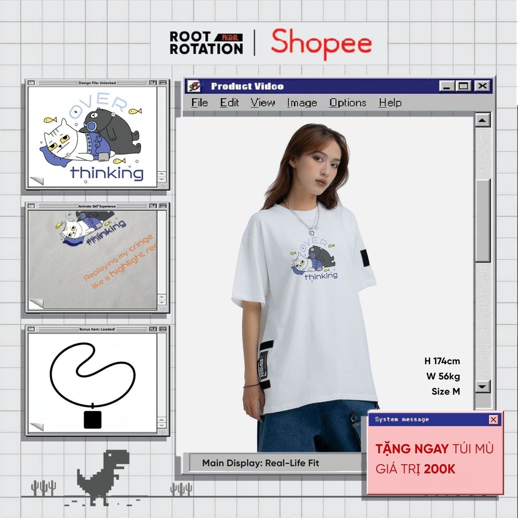 Áo Thun Form Rộng Root Rotation (Over)thinking AR, 100% Cotton, Unisex