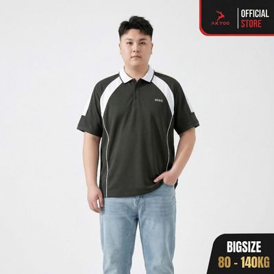 Áo Polo Bigsize 80-140KG AKYOO Cao Cấp Chuẩn Form, Sang Trọng - Thanh Lịch - PL GHI