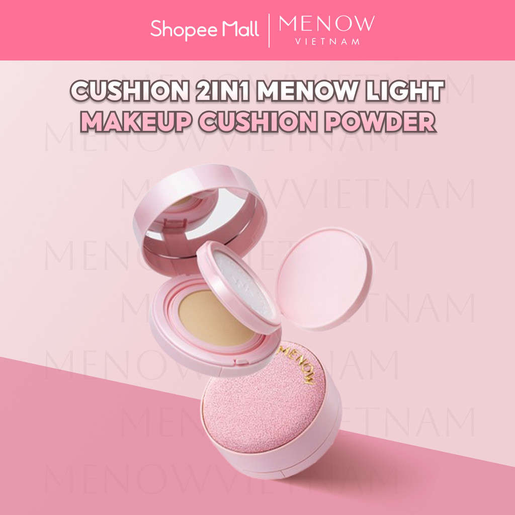 Cushion kèm phấn phủ 2in1 lâu trôi che phủ tự nhiên Menow 17gr